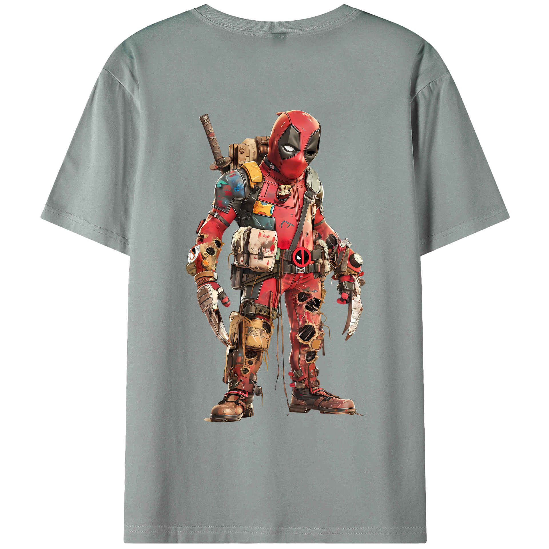 （画像用） Deadpool デッドプール 綿100％ メンズ半袖Tシャツ（バックプリント） 通気性